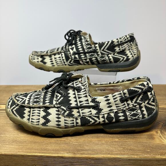 Twisted X Aztec Canvas Driving Moc Toe Loafer Womens 9 Chukka Cowgirl Western - Picture 3 of 9